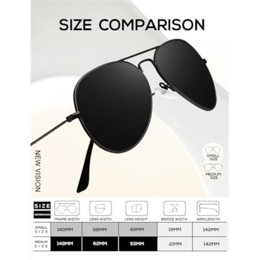 3 Pcs Classic Aviator Sunglasses for Men Women Driving Sun glasses Polarized - Picture 5 of 6